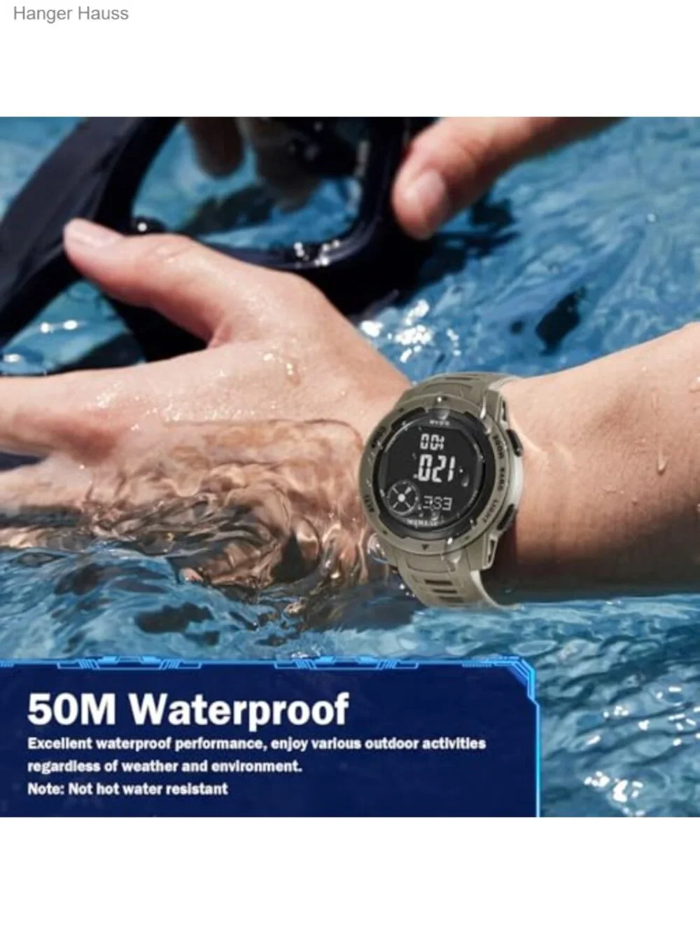 Tactical Sport Watch with Compass, Pedometer, 50M Waterproof Multifunction